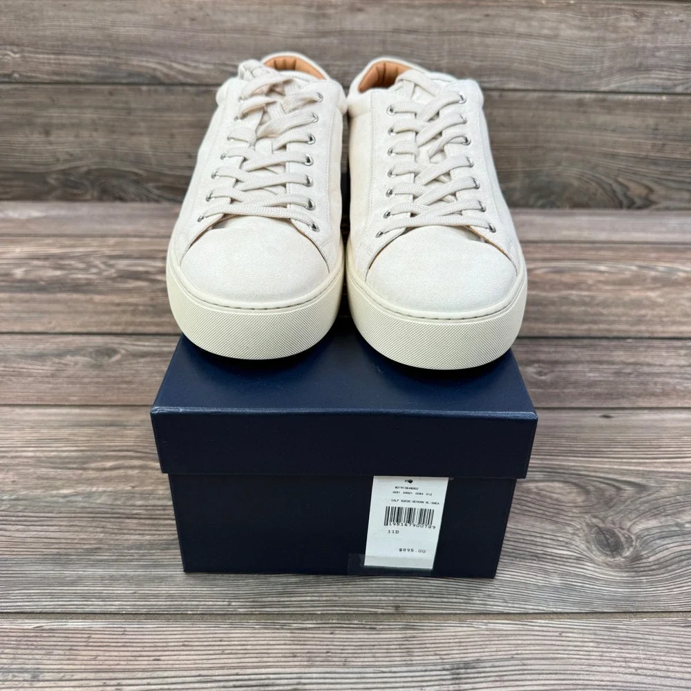 Ralph Lauren‎ Purple Label Mens 11 D Severn Calf Suede Sneakers Cream Italy NEW